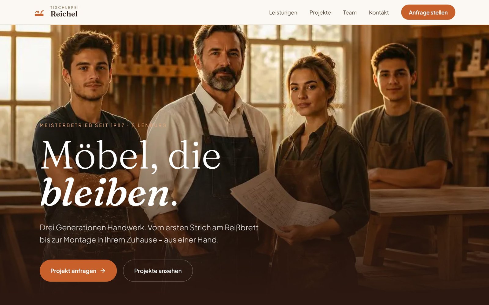 Vorschau der Demo-Website für Tischlerei Reichel